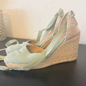 Castaner Mint Green Espadrille Wedges
